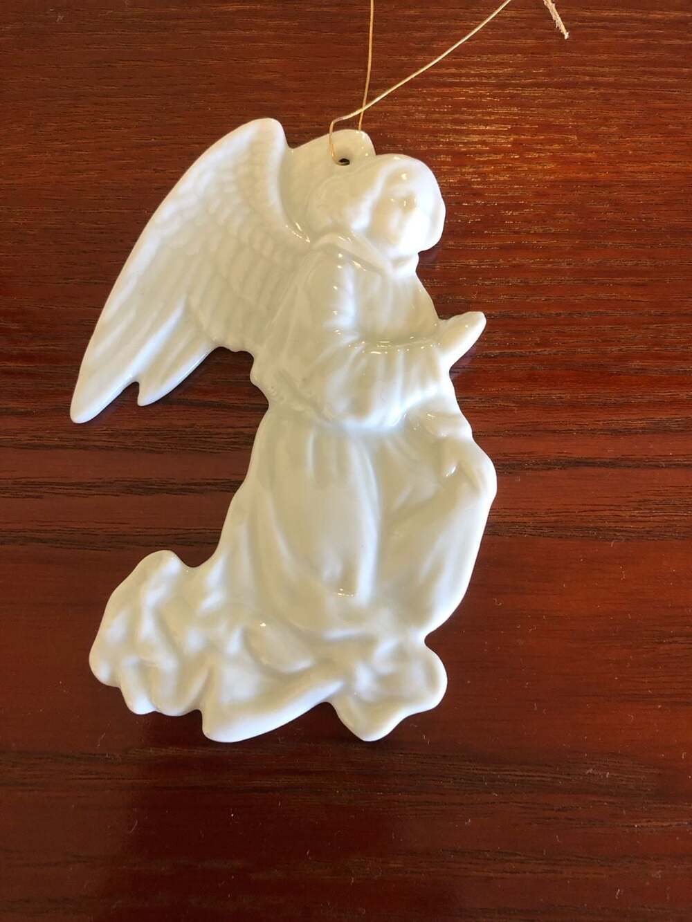 Fitz & Floyd Vintage Porcelain Kneeling Praying Angel Christmas Ornament Japan
